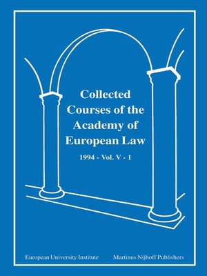cover image of Collected Courses of the Academy of European Law 1994 Volume V--1